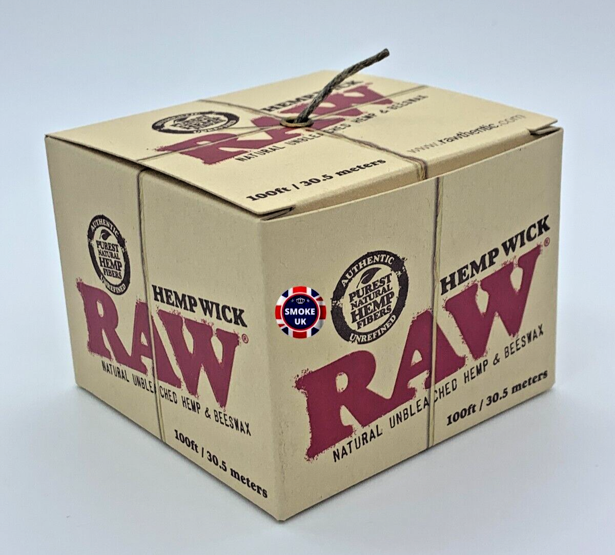 RAW Hemp Wick Ball Natural Unbleached Hemp Beeswax Wick Dispenser 100ft / 30.5m