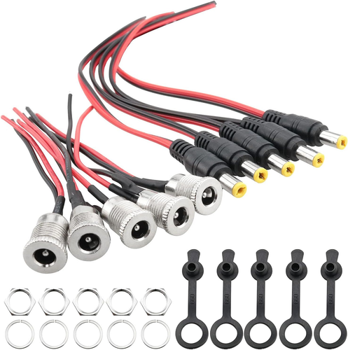 Connettori femmina di alimentazione DC 5.5 x 2.1 mm, connettore a saldare per spine DC 12V, connettore femmina DC per pannello, connettore a saldare | Leroy Merlin