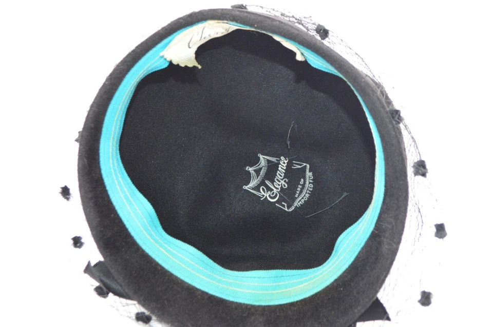 Cherry and Webb Mid Century Negro Importado Piel Cinta Red Cubo Vestido Sombrero Foto 4 de 4