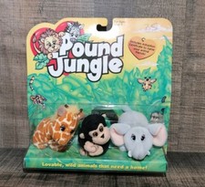 POUND JUNGLE 1990s Sealed Giraffe Monkey Elephant Mini Plush Pound Puppies