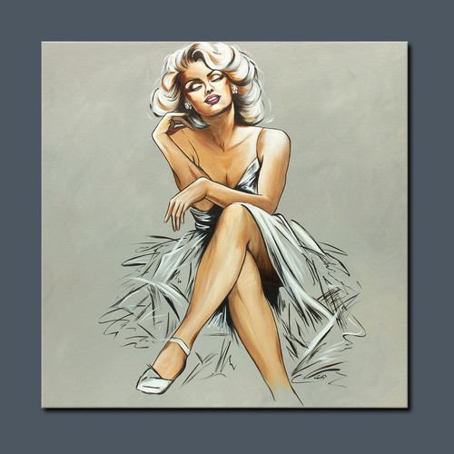 NOVAARTE Acryl Bild Gemälde Frau Abstrakte Malerei Moderne Kunst Kleid ORIGINAL - Bild 7 von 7