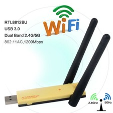 USB 3.0 1200Mbps Long Range Dual Band 5GHz Wireless WiFi Adapter Antennas CS