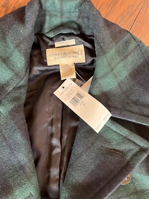 Ralph Lauren Denim & Supply Blackwatch Tartan Wool Blend Pea Coat