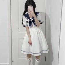 Japanese College School Girls A-Line Dress JK Uniform Students Short Sleeve Cute