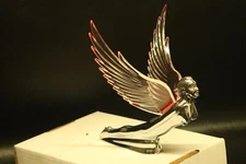 Art Deco Flying Godess 40's 50's Hood Ornament Custom Hot Rod Clear Wings Pink