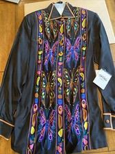 Bob Mackie Silk Printed Tunic Shirt Butterfly Women's SMALL
