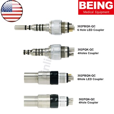 US BEING Dental LED Fiber Optic High Speed Coupling Adapter 4/6Hole For NSK KAVO