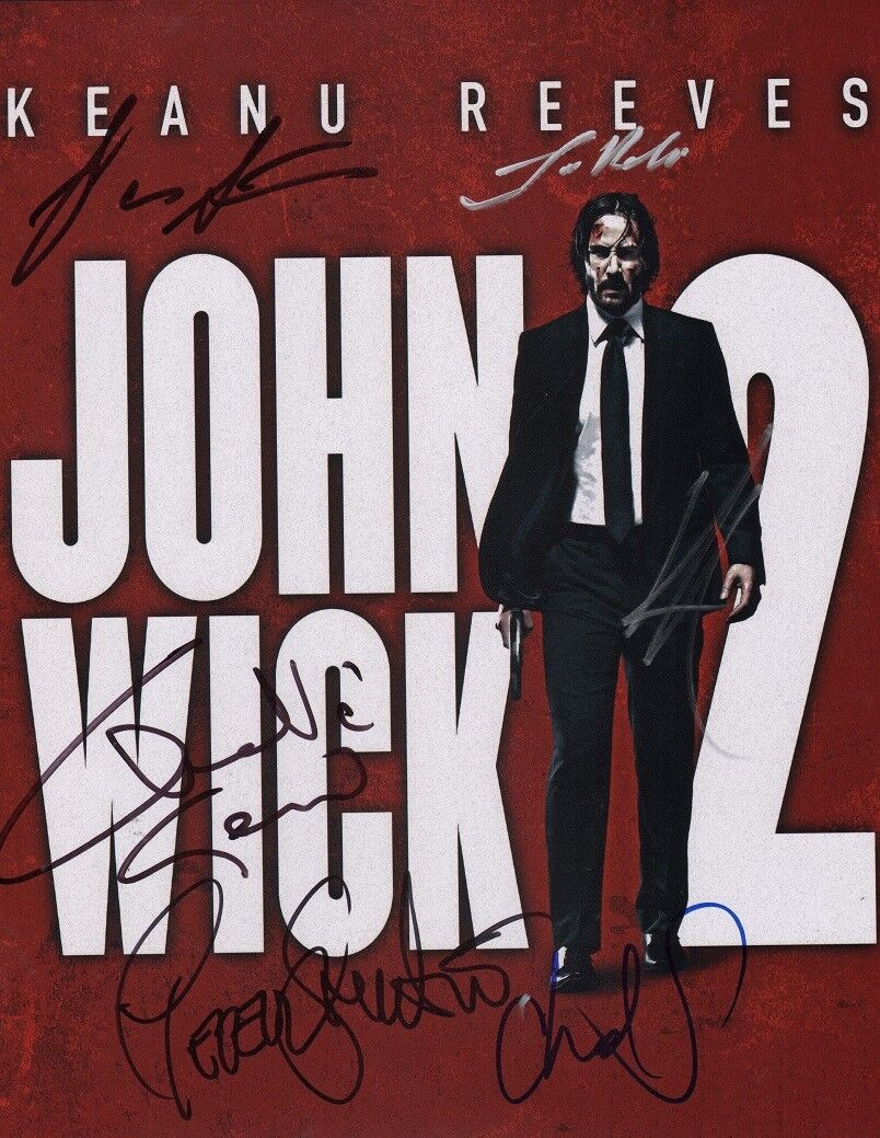 JOHN WICK Chapter 2 Cast(x6) Authentic Hand-Signed Keanu Reeves 11x14  Photo