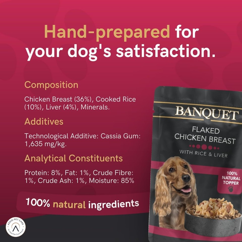 HiLife Banquet Wet Dog Food Flaked Chicken Breast, Rice, Liver 15 x