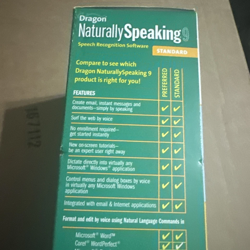 Dragon Naturally Speaking 9 Standard SPEECH RECOGNITION SOFTWARE - BRAND NEW!!! - Image 3 of 4