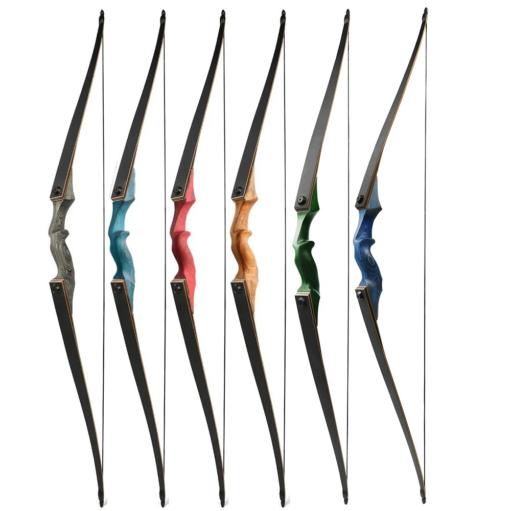 60" Takedown Hunting Bow Longbow 20-60lbs Limbs Wooden Archery Black Hunter