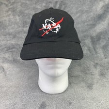 NASA Hat Cap Youth Black Strap Back Canvas Casual Space Rocket Ship Cosmic