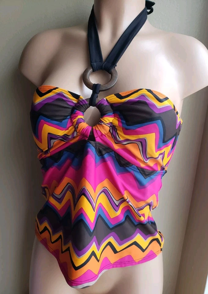 Топ танкини с бретелью через шею Faded Glory цветной средний - Изображение 3 из 4