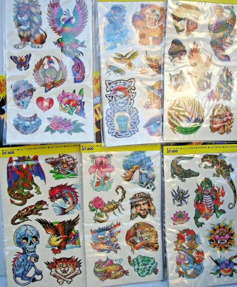 Lote de tatuajes temporales de Halloween 0 de 24 tarjetas.800 F carnavales, fiestas, juguetes, favor Foto 2 de 4