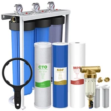 3-Stage Whole House Water Filter System + Spin Down Sediment KDF Carbon Filters