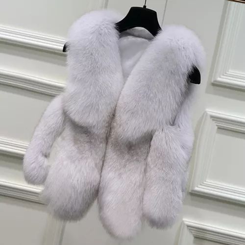 Damen Faux Fuchspelz Weste Mantel Kurzweste Gilet Ärmellos Oberbekleidung Warm Heiß - Bild 2 von 19