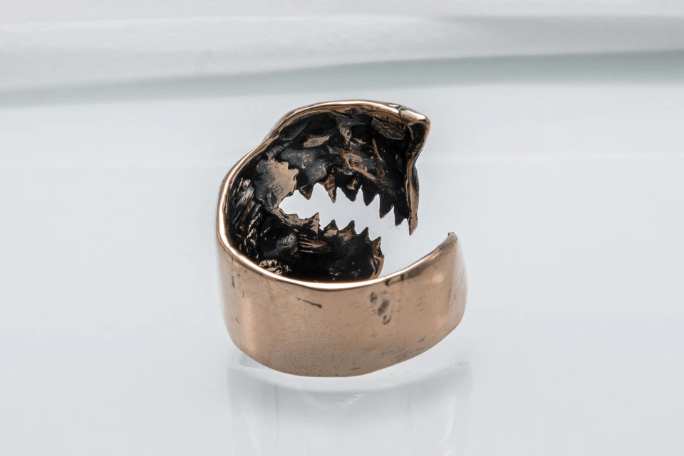 Brutal Anillo de Tiburón para Hombres Banda Oceánica Regalo para Pescadores Artesanal Joyería Animal Foto 4 de 4
