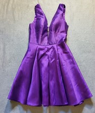 Boutique Prom Dress Party Evening Short Formal Cocktail Dress Purple Satin Size4