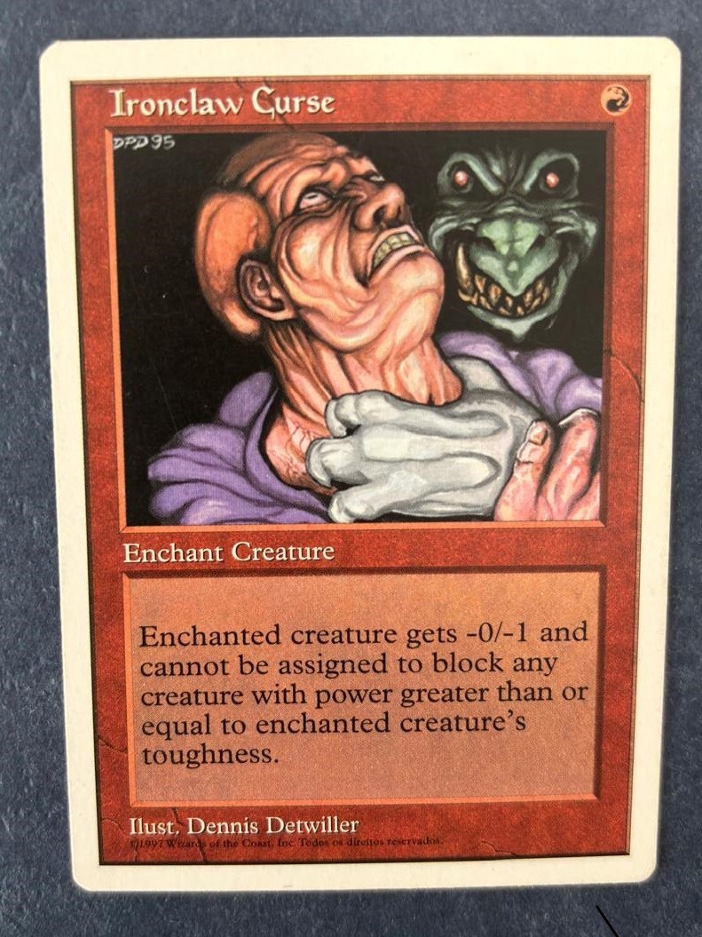 MTG MISPRINT ERROR 5TH EDITION IRONCLAW CURSE COPYRIGHT IN PORTUGUESE NOT  ENG