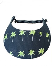 PICKLEBALL MARKETPLACE -Fabric Foam Visor - No Headache - "Black w/ Green Palms"