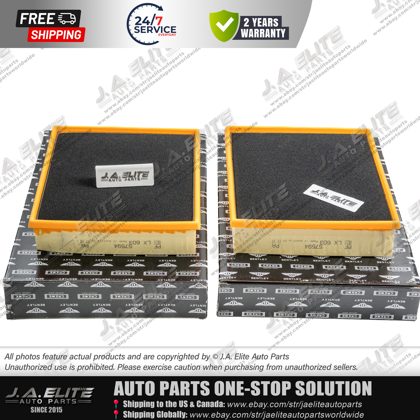 2pcs Air Filter for Bentley Arnage,OEM:PF57594PA