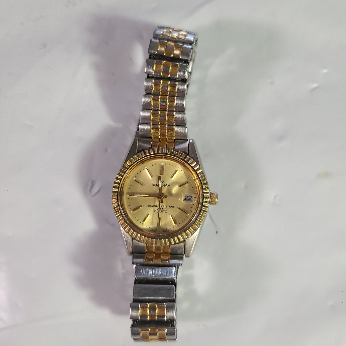 Waltham Watch TESTED & WORKS 100 FT Quartz Japan Movt Date Gold