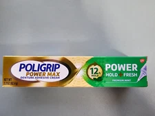 Poligrip Power Max Hold+Fresh Denture Adhesive Cream Premium Mint 2.2oz