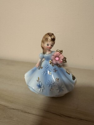 Josep Joseph Originals Vintage Figurine Girl with Pink Flower Japan