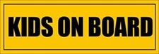 KIDS ON BOARD CAUTION SIGN SHAPE 9" CAR BUMPER DECAL STICKER MADE IN USA