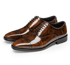 Retro Men's Lace Up Real Leather Oxfords Formal Casual Business Party Prom Shoes