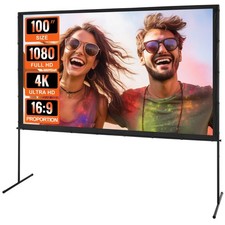 VEVOR Projector Screen with Stand, 100 inch 16:9 4K 1080 HD Outdoor Movie Screen