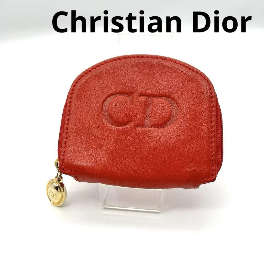 Petit portefeuille Dior Christian porte monnaie cuir rouge