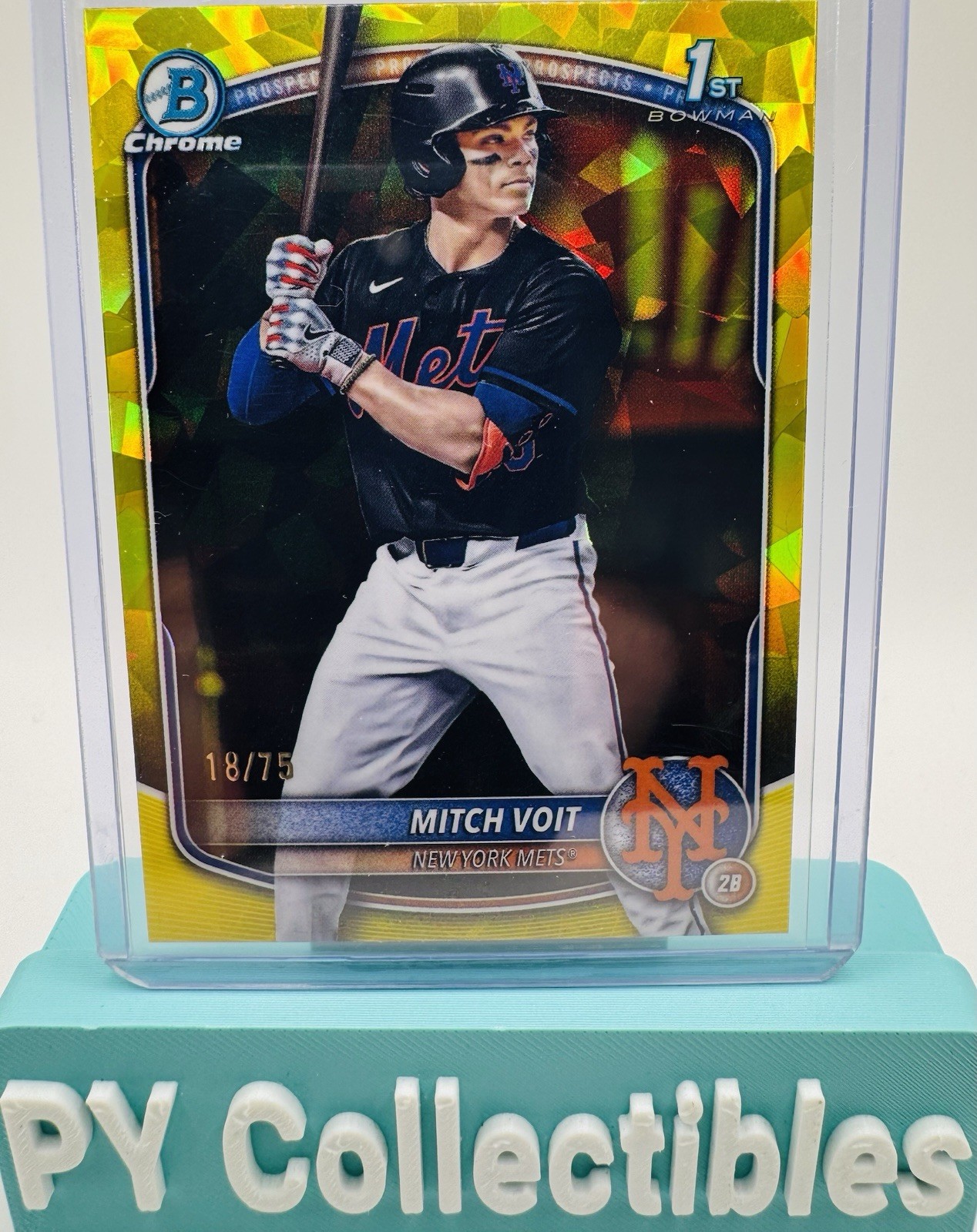 MITCH VOIT 2025 Bowman Draft Chrome Sapphire 1st Bowman YELLOW SAPPHIRE Mets /75