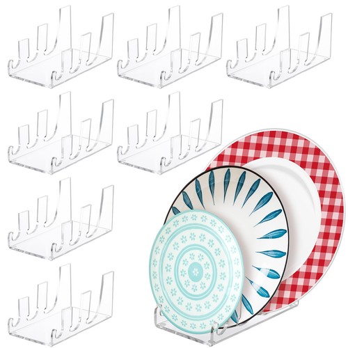 8 Pcs 3 Tier Plate Dinnerware Display Stand Acrylic Plate Stands for Display ...