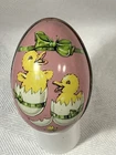 Vintage Chick In Egg Miniature Tin Easter Egg Candy Container / England