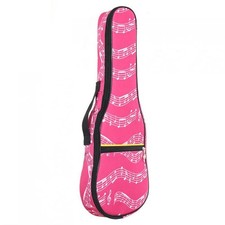 Pink Ukulele Case - Waterproof Oxford Musical Note Bag with Adjustable Straps