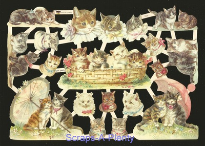 #ad #ad German Embossed Victorian Style Scrap Die Cut Playful Kittens Cats EF7415 $2.98