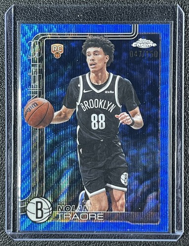 NOLAN TRAORE 2025-26 TOPPS CHROME UPDATE #169 BLUE WAVE REFRACTOR RC 47/150