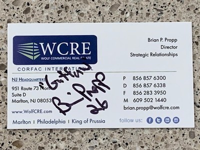 BRIAN PROPP Autographed Signed BUSINESS CARD PHILADELPHIA FLYERS GUFFAW #2