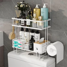 Godboat Bathroom Organizer - over the Toilet Storage Cabinet, 2-Tier Floating Sh