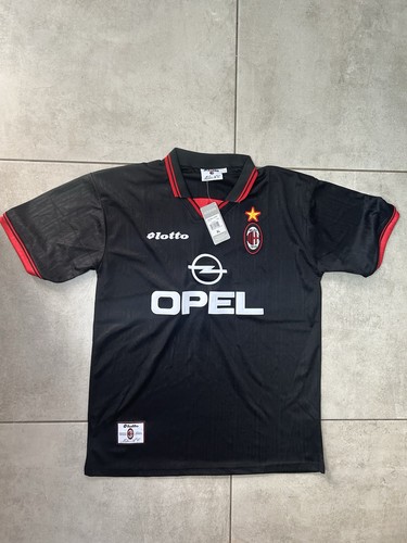 Lotto AC Milan Away Football Shirt XL Black Short Sleeve Opel Sponsor