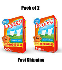 Bounce Dryer Sheets Laundry Fabric Softener Sheets, Outdoor Fresh, 240 Ct 2 Pack