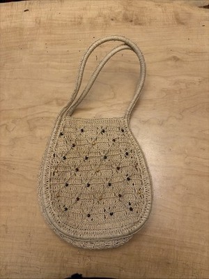Beaded New Talbot Paper Straw Purse Tote Lined (J)