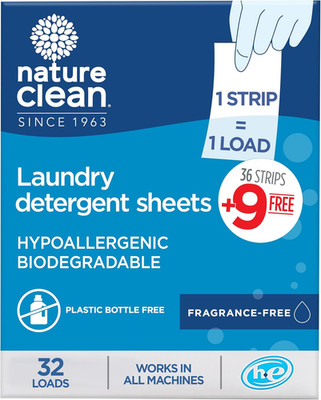 Non-Toxic Laundry Detergent Sheets Unscented 32 Counts. Natural Fragrance Free T