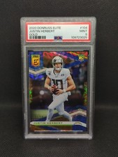 2020 Panini Donruss Elite Justin Herbert Rookie FOTL Gold /10 Chargers PSA 9