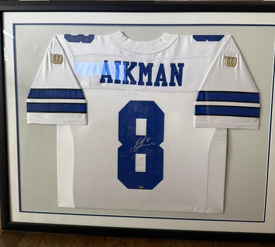 #ad Troy Aikman Signed Dallas Cowboys Jersey #8 Framed – Mounted Memories COA $985.00
