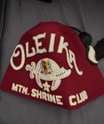 Vintage Oleika Mtn Shrine Club Fez Hat Rhinestone Pearl Masonic Maroon Wool Case — photo 5