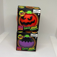 Nee Doh Jack-o'-Lantern Glow-in-the-Dark Squeeze Toys 2-Pack Orange Purple