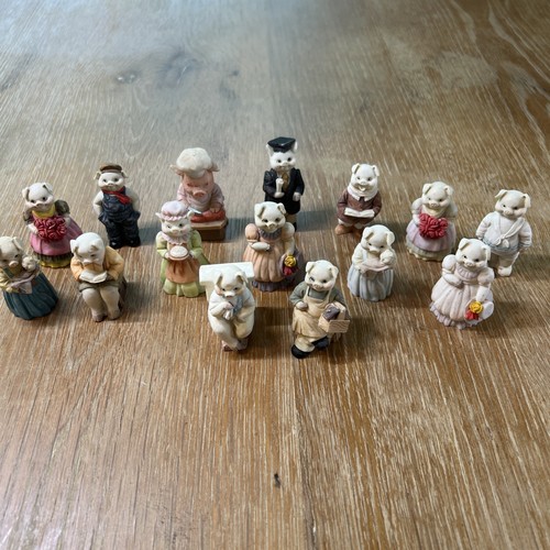 JC Miniature Anthropomorphic Pig Figurines Farm Trinkets 1990's Lot of 15 VTG