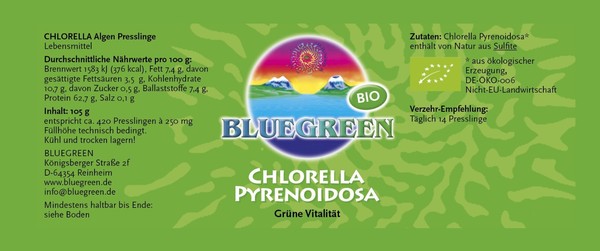 "Bluegreen BIO-CHLORELLA \"Pyrenoidosa\" Presslinge 105G, Ca. 420 StüCk"-image